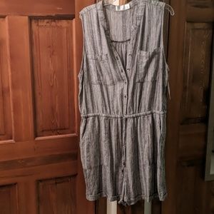 Soft pinstrip plus size romper